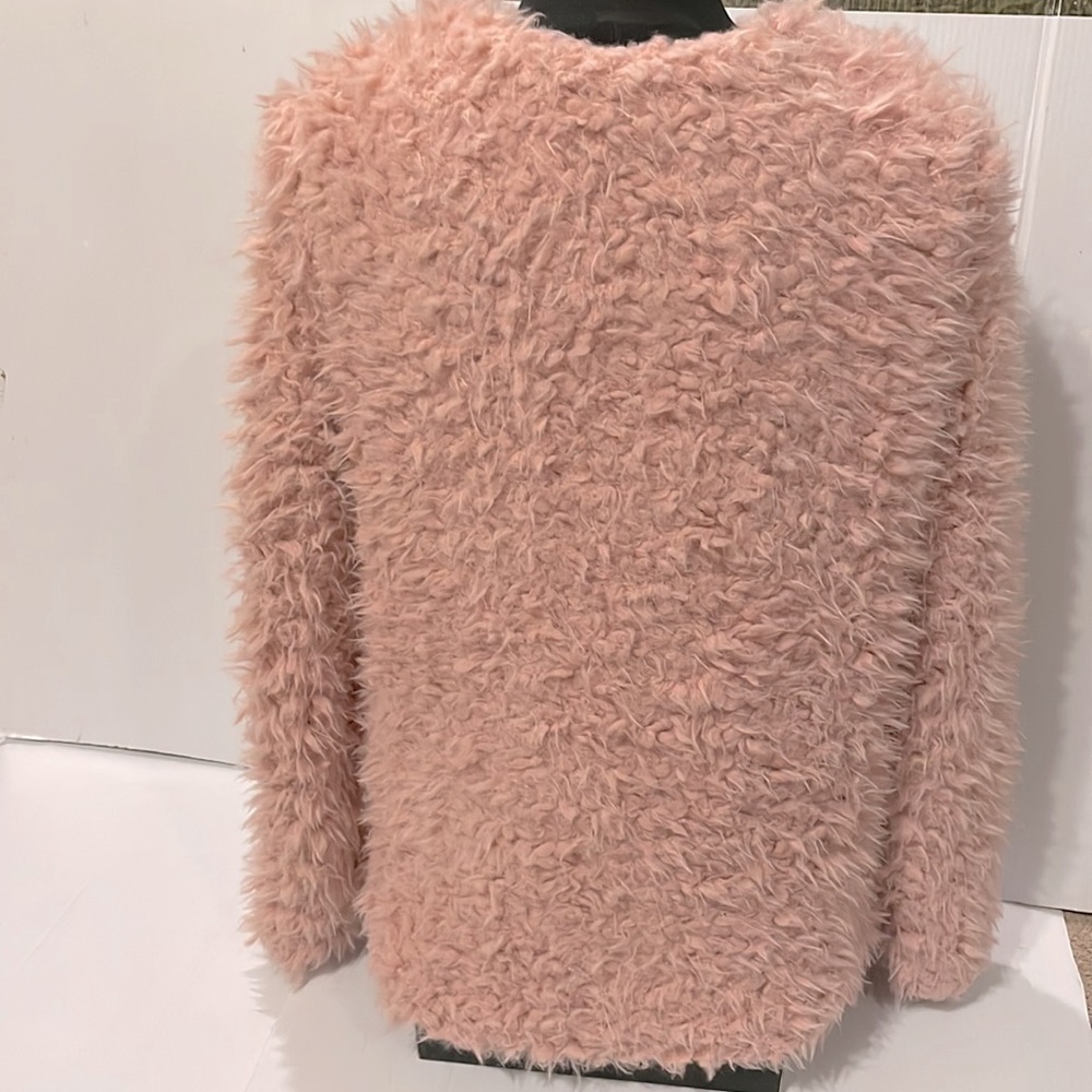 A DEE - Abstract Teddy Stella Faux Fur Hooded Teddy Print Jacket - Baby Pink main image 0